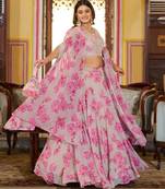 pink georgette embroidered traditional lehenga-choli