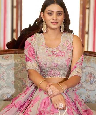 pink georgette embroidered traditional lehenga-choli 3