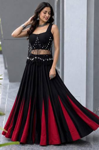 multicolor cotton silk plain designer lehenga-choli with free size upto 42