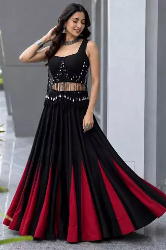 multicolor cotton silk plain designer lehenga-choli