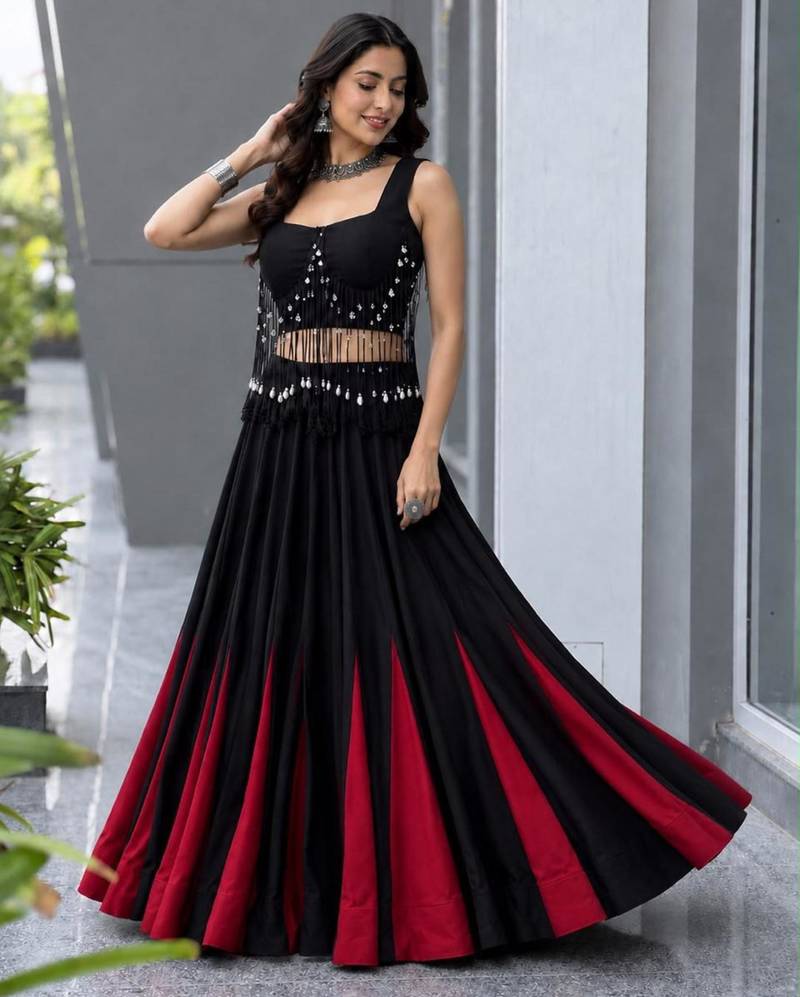 multicolor cotton silk plain designer lehenga-choli