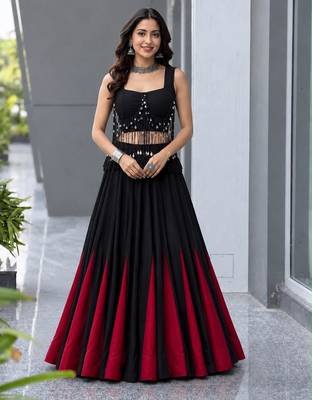 multicolor cotton silk plain designer lehenga-choli 2
