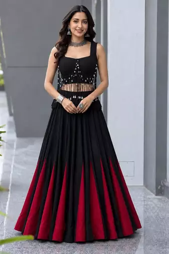 multicolor cotton silk plain designer lehenga-choli