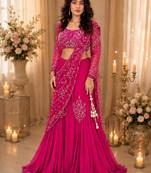 pink silk blend embroidered traditional lehenga-choli