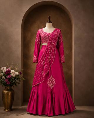 pink silk blend embroidered traditional lehenga-choli 2