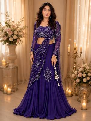 purple silk blend embroidered traditional lehenga-choli 1