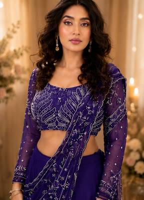 purple silk blend embroidered traditional lehenga-choli 2