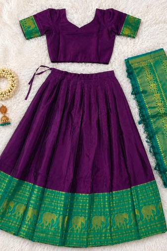 purple silk blend woven traditional lehenga-choli
