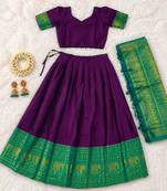 purple silk blend woven traditional lehenga-choli