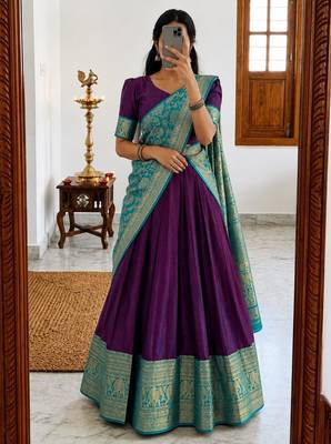 purple silk blend woven traditional lehenga-choli 2