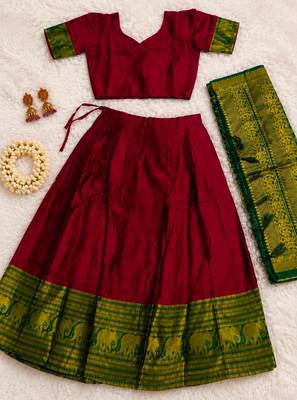 maroon silk blend woven traditional lehenga-choli 2