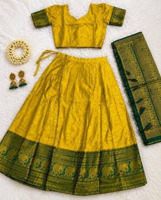 yellow silk blend woven traditional lehenga-choli 2