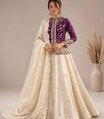 cream silk blend embroidered traditional lehenga-choli