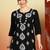 Women black lucknowi chikankari floral embroidered liva short kurtis