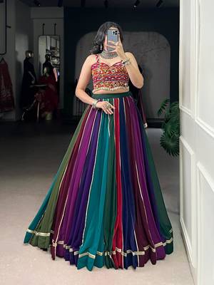 multicolor georgette plain traditional lehenga-choli 2