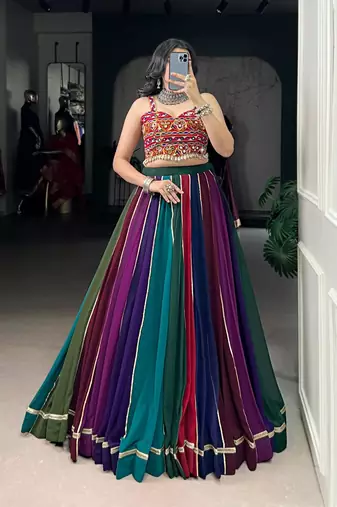 multicolor georgette plain traditional lehenga-choli