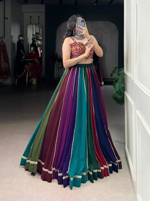 multicolor georgette plain traditional lehenga-choli 3