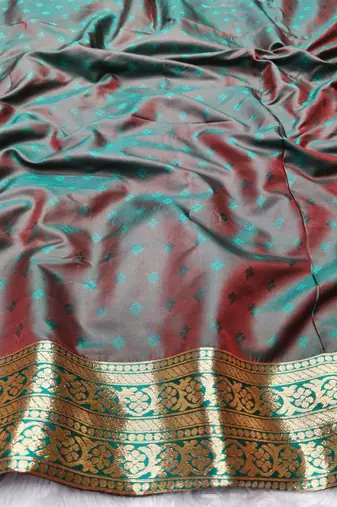 Rani pink zari woven banarasi silk traditional saree with blouse piece