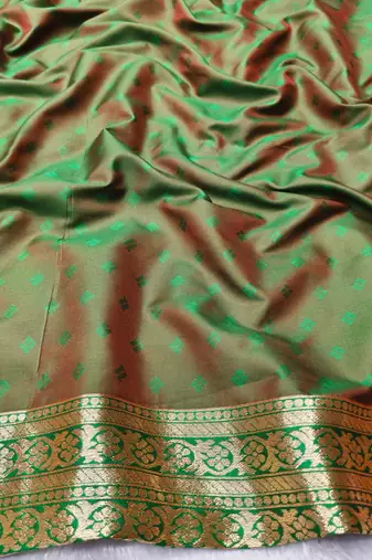 Orange zari woven banarasi silk traditional saree with blouse piece
