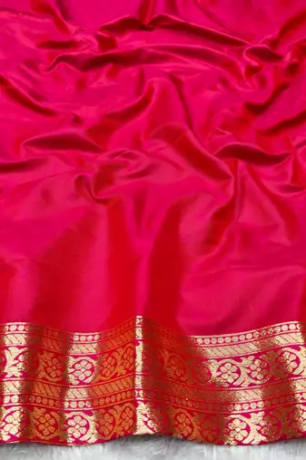 Gold zari woven banarasi silk traditional saree with blouse piece