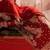 Red roman silk blend embroidered palazzo suit set with faux georgette dupatta