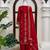 Red roman silk blend embroidered palazzo suit set with faux georgette dupatta