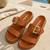 Tan buckle detail faux leather cloud comfort flats for women