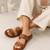 Tan buckle detail faux leather cloud comfort flats for women