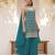 Teal blue chinon embroidered salwar suit with chinon silk dupatta