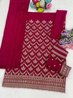 Rani pink chinon embroidered salwar suit with chinon silk dupatta 2