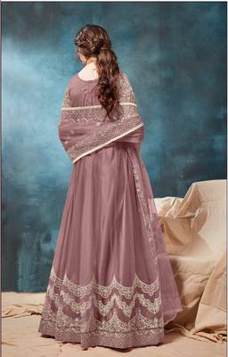 CORDING WORK MAUVE NET GOWN  2