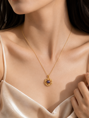 Purple freshwater pearl pendant necklace with gold-tone chain 2