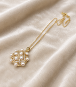 Pearl cluster pendant necklace with gold-tone chain