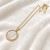 Round mother of pearl pendant necklace with cz halo, gold