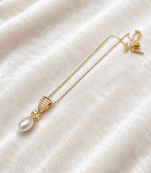 Freshwater pearl drop pendant necklace with gold-tone chain