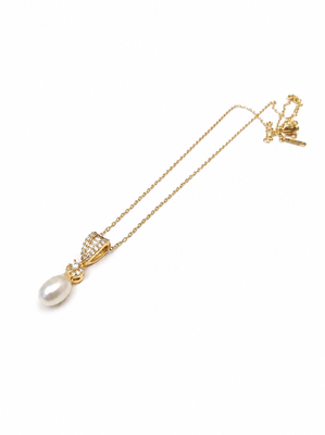 Freshwater pearl drop pendant necklace with gold-tone chain 3
