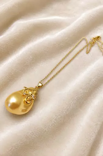 Golden south sea baroque pearl pendant necklace with gold chain
