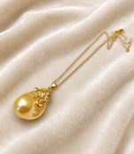 Golden south sea baroque pearl pendant necklace with gold chain