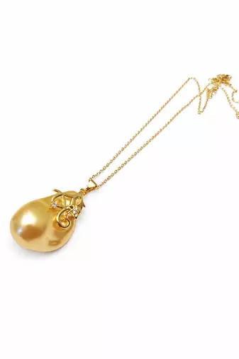 Golden south sea baroque pearl pendant necklace with gold chain