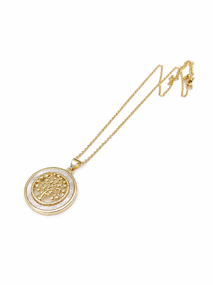 Tree of life round pendant necklace with mother of pearl 3