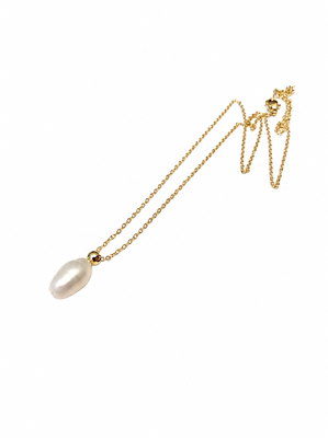 Pearl pendant necklace with gold-tone chain, white 3