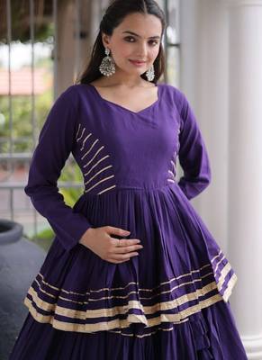 Jambli Cotton Gota Patti Peplum Top with Flared Tiered Sharara Suit 2
