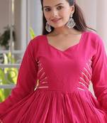 Pink Cora Cotton Gota-Patti & Lace work Peplum Blouse With Flared Lehenga
