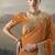 Orange tissue heavy designer border with designer blouse wedding wear saree