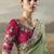 Pista  designer border with designer blouse wedding wear saree