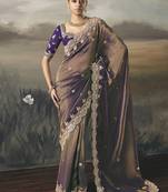 Shaded purple heavy designer border with designer blouse wedding wear saree