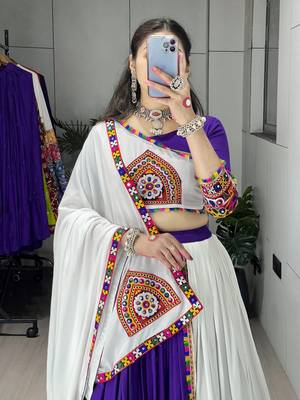 purple heavy ghamthi work readymade chaniya choli with dupatta - full stitched free size 3