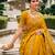 mustard multi work  viscose saree with unstitched blouse