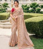  chiku multi thread work  viscose saree with unstitched blouse