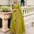  olive green multi work  viscose saree with unstitched blouse
